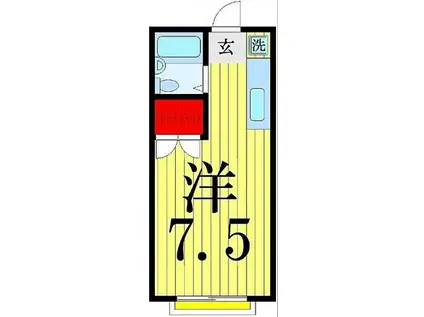 エステートピアマーサ(ワンルーム/2階)の間取り写真