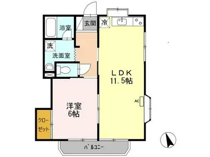 メゾンK II(1LDK/1階)の間取り写真