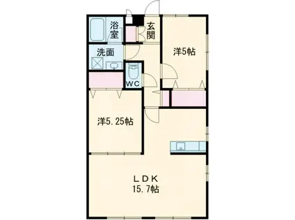 グランジュールJ3(2LDK/2階)の間取り写真