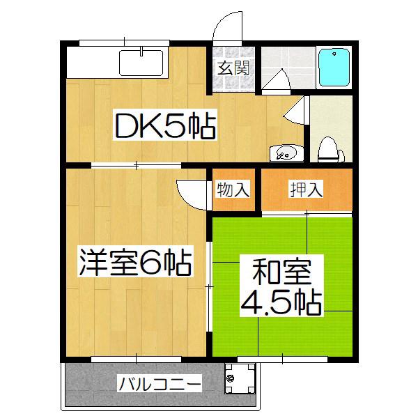 メゾン芝(2DK/2階)の間取り写真