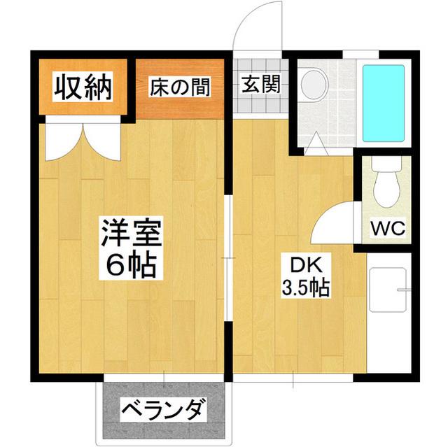 シティハイツサカイ(1DK/2階)の間取り写真