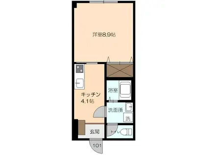 フェルゼン(1K/1階)の間取り写真