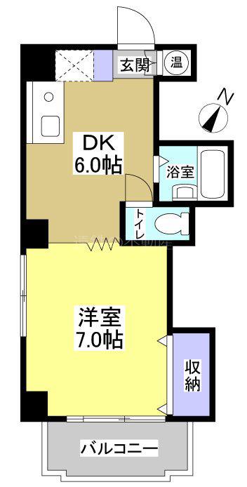 タウンファイブ(1DK/4階)の間取り写真