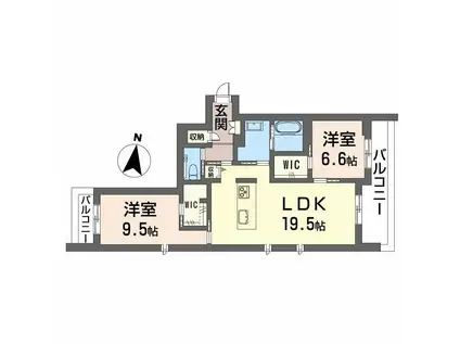 シャーメゾン別府駅前 積水(2LDK/3階)の間取り写真