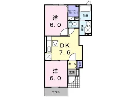 アドニスI(2DK/1階)の間取り写真