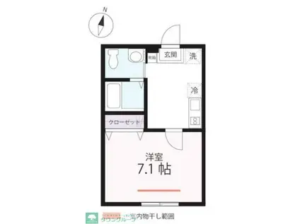 ハーミットクラブハウス リアン屏風浦(1K/1階)の間取り写真