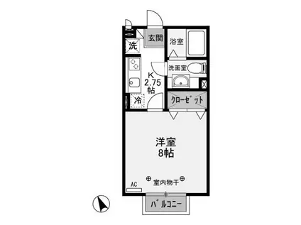 ヴィクトワール(1K/2階)の間取り写真