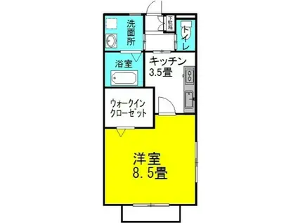 グラシアス・レオーネIII(1K/1階)の間取り写真