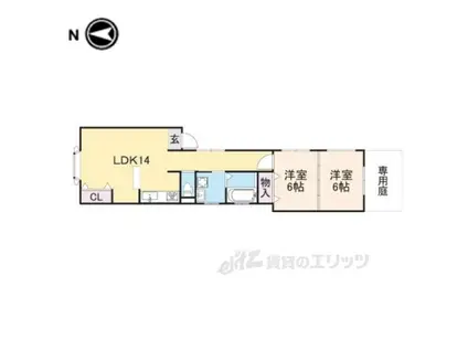神殿マンション3号棟(2LDK/1階)の間取り写真