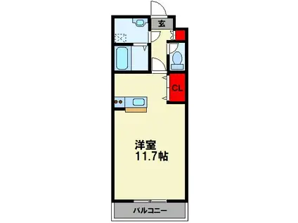 エスポアールOGAWA(ワンルーム/2階)の間取り写真