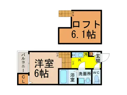 BLUE GARDEN(1K/2階)の間取り写真