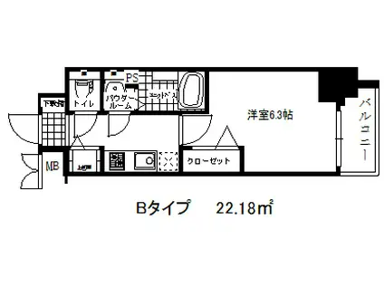 プレサンス神戸グレンツ(1K/13階)の間取り写真