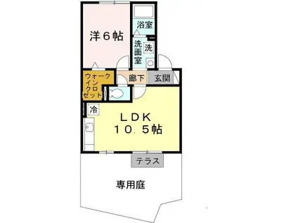 ジョイフルヨコタIII(1LDK/1階)の間取り写真