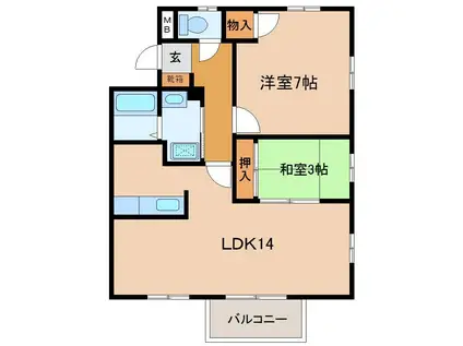サーディアム白銀(2LDK/3階)の間取り写真