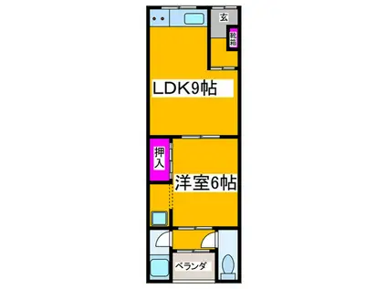 沢ノ町文化北向き(1LDK/2階)の間取り写真
