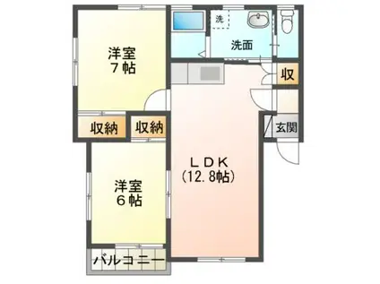 モンダヴィ(2LDK/2階)の間取り写真