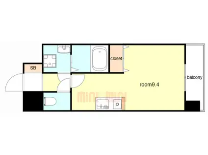 エクセレント上新16(ワンルーム/4階)の間取り写真