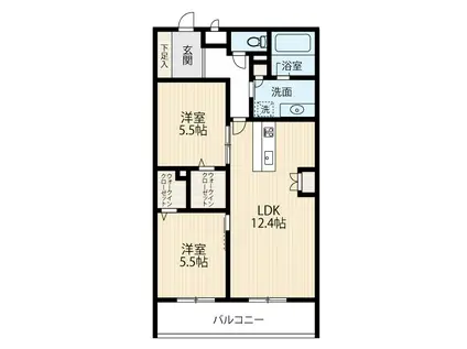 グラン シャテーヌ(2LDK/4階)の間取り写真