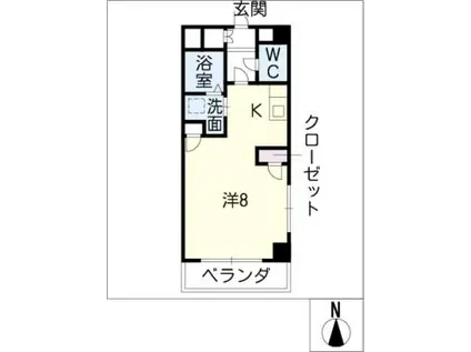 レイパークマンション(ワンルーム/6階)の間取り写真