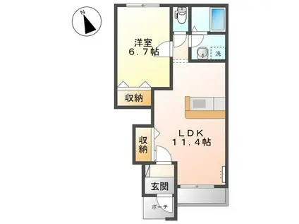 フィオリスタ アンジェラ(1LDK/1階)の間取り写真