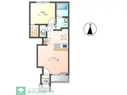 ロンサールIII(1LDK/1階)の間取り写真