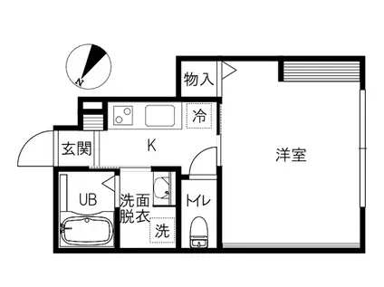 INTEGRAL二十人坂(1K/1階)の間取り写真