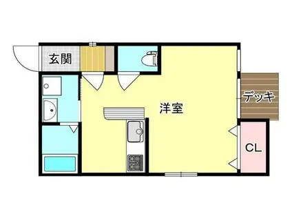 GARDEN・HOUSE奥田(1K/1階)の間取り写真