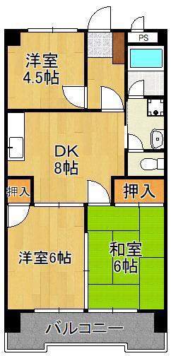 シャトレ苅田II(3DK/5階)の間取り写真