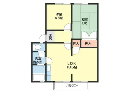 セトレ岩出(2LDK/2階)の間取り写真