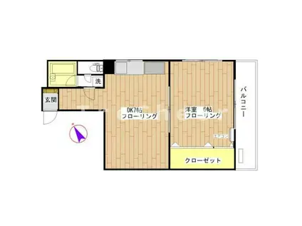 エッセンシャル大徳(1DK/3階)の間取り写真