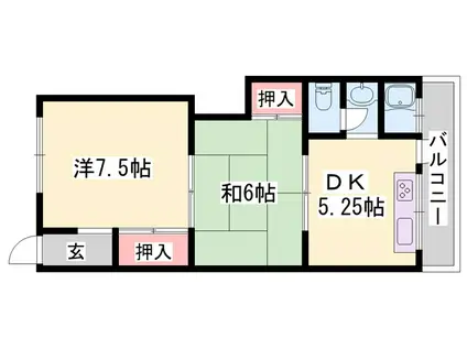 栄荘(2DK/1階)の間取り写真