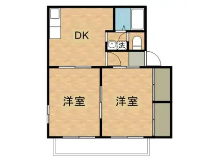 ドミール90(2DK/2階)の間取り写真
