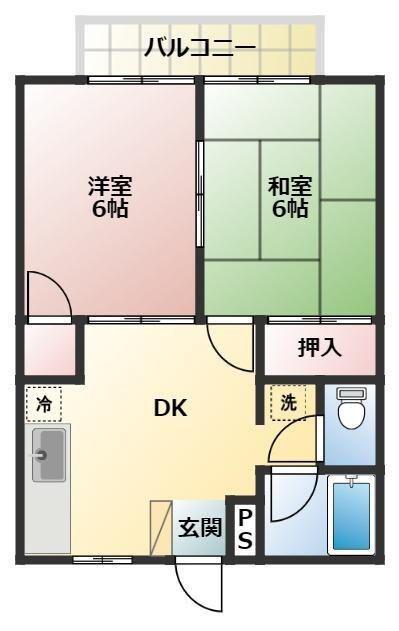宮沢ハイツ(2DK/1階)の間取り写真