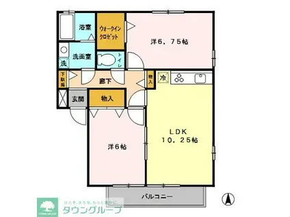 グランメール B(2LDK/1階)の間取り写真