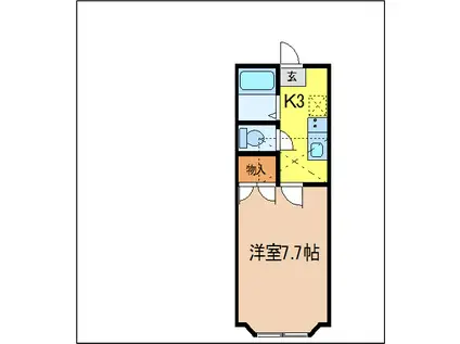 ホワイトキャッスル郡山ビレジA棟(1K/1階)の間取り写真