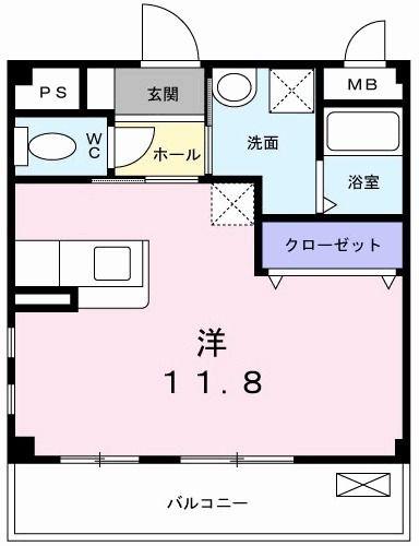 パステル・ベル(1K/1階)の間取り写真