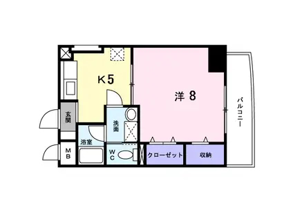 ヴィエント中広アヴェニュー(1DK/9階)の間取り写真