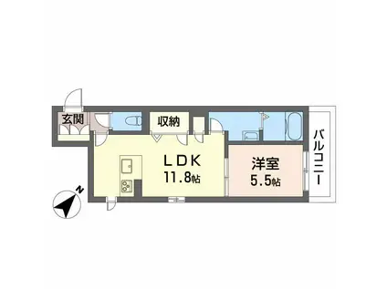 FOREST AKEBONO(1LDK/3階)の間取り写真