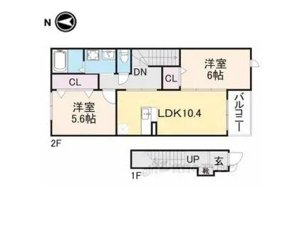 ミップルハウスB(2LDK/2階)の間取り写真