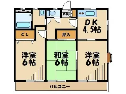 笹井レジデンスII(3DK/1階)の間取り写真