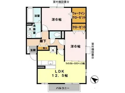 リビングタウン泉大津(2LDK/2階)の間取り写真