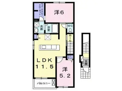 コンフォートさくらB(2LDK/2階)の間取り写真