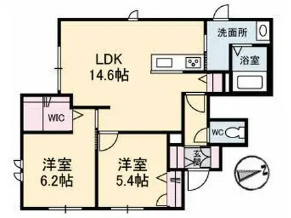 シャーメゾン・リラ(2LDK/1階)の間取り写真