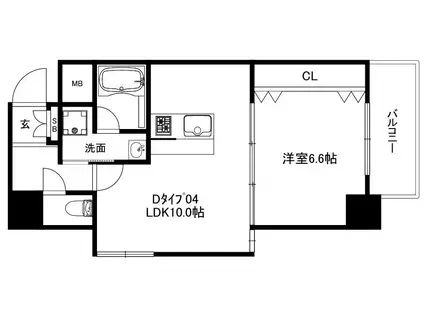 高栄京町マンション(1LDK/7階)の間取り写真