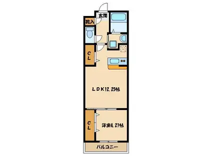 もか花南(1LDK/2階)の間取り写真