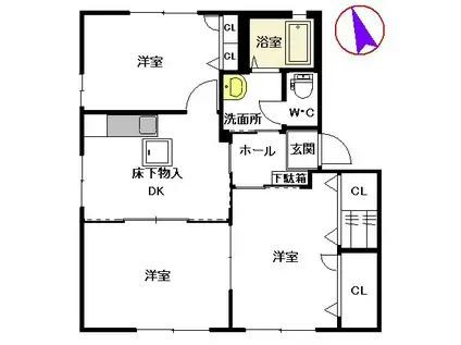 レグルス II棟(3K/1階)の間取り写真