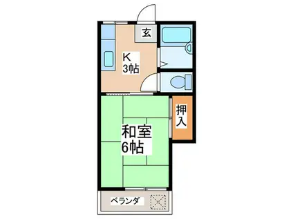 コーポ山田A(1K/2階)の間取り写真