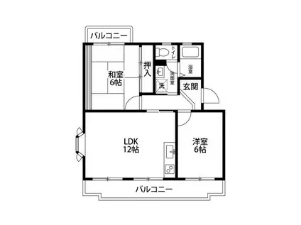 プラザM・M(2LDK/1階)の間取り写真