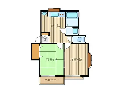 阿竹ハイム(2DK/2階)の間取り写真