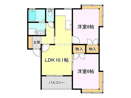 司コーポ(2LDK/2階)の間取り写真